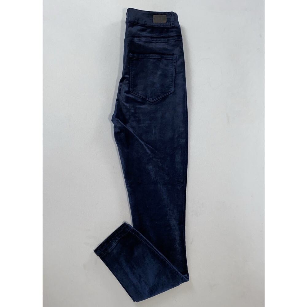 Paige Hoxton Ultra Skinny Velveteen Plush Super Soft Jeans. Midnight Blue, 24. - Picture 2 of 9